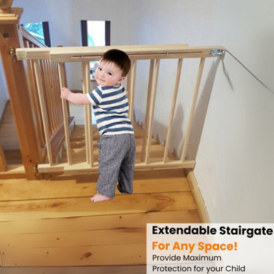 Versatile Wooden Baby Gate - Extendable Stair Gates 28.3-48'' (72-122cm) - Ideal for Babies and Dogs - Multi-Purpose Safety Gate - 4