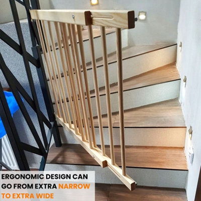Versatile Wooden Baby Gate - Extendable Stair Gates 28.3-48'' (72-122cm) - Ideal for Babies and Dogs - Multi-Purpose Safety Gate - 5