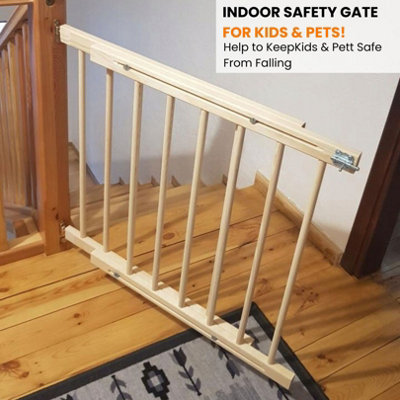 Versatile Wooden Baby Gate - Extendable Stair Gates 28.3-48'' (72-122cm) - Ideal for Babies and Dogs - Multi-Purpose Safety Gate - 6
