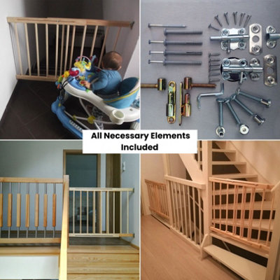 Versatile Wooden Baby Gate - Extendable Stair Gates 28.3-48'' (72-122cm) - Ideal for Babies and Dogs - Multi-Purpose Safety Gate - 8