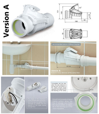 Version A 50mm Anti Flood Backwater Check Waste Valve Backflow Prevention