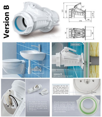 Version B 50mm Anti Flood Backwater Check Waste Valve Backflow Prevention