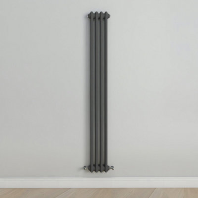 Vertical Anthracite Double Column Radiator (H) 1500mm x (W) 200mm.