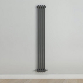 Vertical Anthracite Double Column Radiator (H) 1500mm x (W) 200mm.