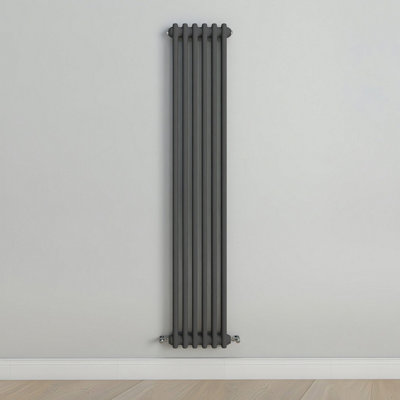 Vertical Anthracite Double Column Radiator (H) 1500mm x (W) 290mm.