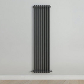 Vertical Anthracite Double Column Radiator (H) 1500mm x (W) 380mm.