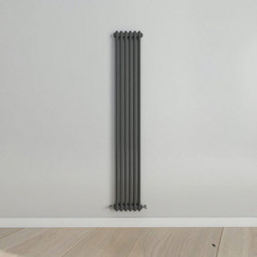 Vertical Anthracite Double Column Radiator (H) 1800mm x (W) 290mm.