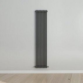Vertical Anthracite Double Column Radiator (H) 1800mm x (W) 380mm.