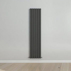 Vertical Anthracite Double Flat Panel Radiator (H) 1800 mm x (W) 408 mm.