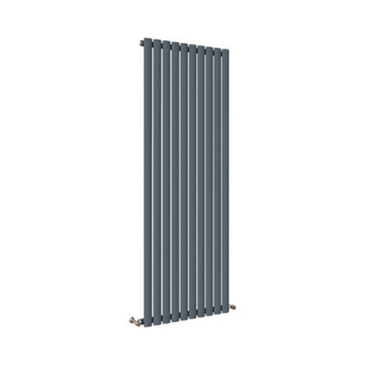 Vertical Anthracite Single Oval Panel Radiator (H)1600mm x (W)590mm, 5670 BTU.