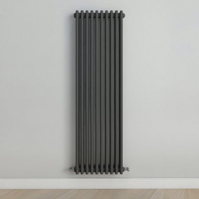 Vertical Anthracite Triple Column Radiator (H) 1500mm x (W) 470mm.