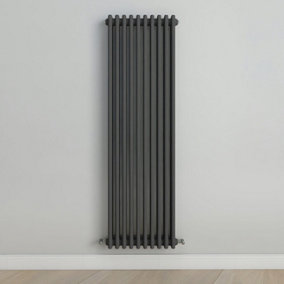 Vertical Anthracite Triple Column Radiator (H) 1500mm x (W) 470mm.