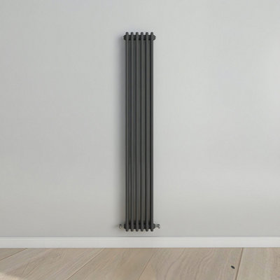 Vertical Anthracite Triple Column Radiator (H) 1800mm x (W) 290mm.