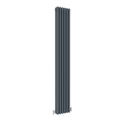 Vertical Anthracite Triple Column Radiator (H) 1800mm x (W) 290mm.