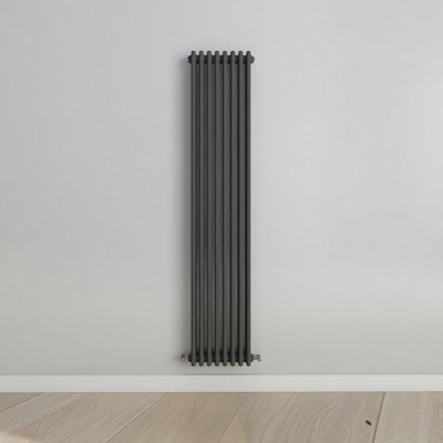 Vertical Anthracite Triple Column Radiator (H) 1800mm x (W) 380mm.