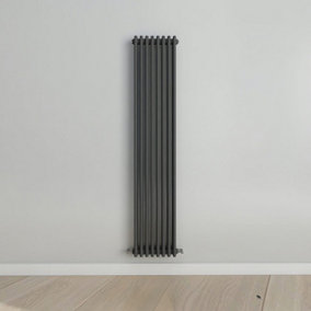 Vertical Anthracite Triple Column Radiator (H) 1800mm x (W) 380mm.