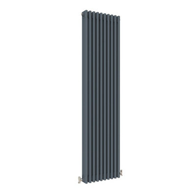 Vertical Anthracite Triple Column Radiator (H) 1800mm x (W) 470mm.