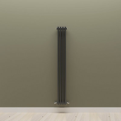 Vertical Black Double Column Radiator (H) 1500mm x (W) 200mm.