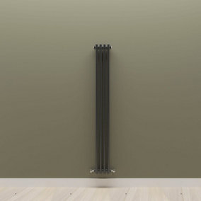 Vertical Black Double Column Radiator (H) 1500mm x (W) 200mm.