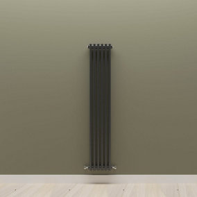 Vertical Black Double Column Radiator (H) 1500mm x (W) 290mm.
