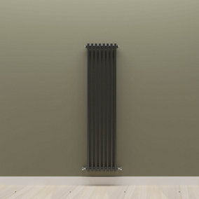 Vertical Black Double Column Radiator (H) 1500mm x (W) 380mm.