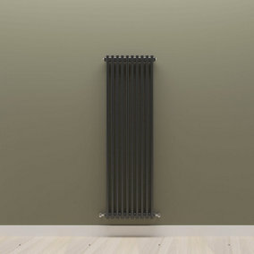 Vertical Black Double Column Radiator (H) 1500mm x (W) 470mm.