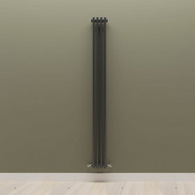 Vertical Black Double Column Radiator (H) 1800mm x (W) 200mm.