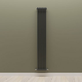 Vertical Black Double Column Radiator (H) 1800mm x (W) 290mm.