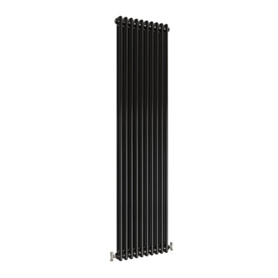 Vertical Black Double Column Radiator (H) 1800mm x (W) 470mm, 6260 BTU.