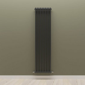 Vertical Black Double Column Radiator (H) 1800mm x (W) 470mm.