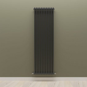 Vertical Black Double Column Radiator (H) 1800mm x (W) 560mm.