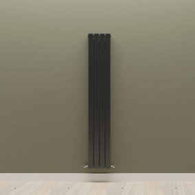 Vertical Black Double Flat Panel Radiator (H) 1600 mm x (W) 272 mm.