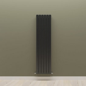 Vertical Black Double Flat Panel Radiator (H) 1600 mm x (W) 408 mm.