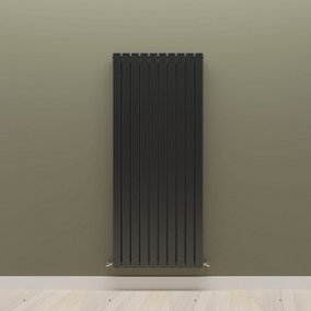Vertical Black Double Flat Panel Radiator (H) 1600 mm x (W) 680 mm.