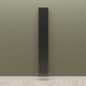 Vertical Black Double Flat Panel Radiator (H) 1800 mm x (W) 272 mm.
