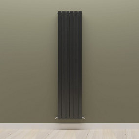 Vertical Black Double Flat Panel Radiator (H) 1800 mm x (W) 408 mm.