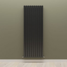 Vertical Black Double Flat Panel Radiator (H) 1800 mm x (W) 680 mm.