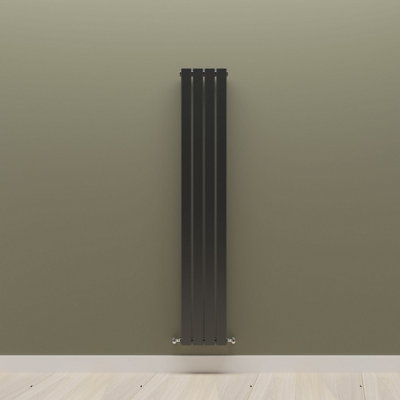Vertical Black Single Flat Panel Radiator (H) 1600 mm x (W) 272 mm.