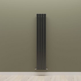Vertical Black Single Flat Panel Radiator (H) 1600 mm x (W) 272 mm.