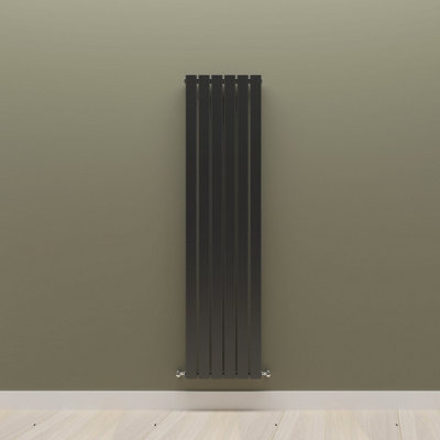 Vertical Black Single Flat Panel Radiator (H) 1600 mm x (W) 408 mm.