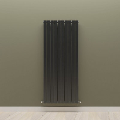 Vertical Black Single Flat Panel Radiator (H) 1600 mm x (W) 680 mm.