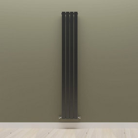 Vertical Black Single Flat Panel Radiator (H) 1800 mm x (W) 272 mm.