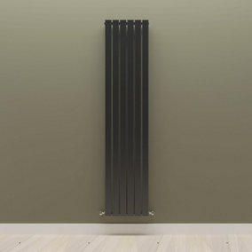 Vertical Black Single Flat Panel Radiator (H) 1800 mm x (W) 408 mm.