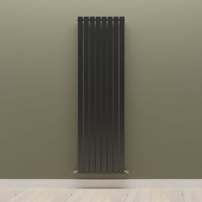 Vertical Black Single Flat Panel Radiator (H) 1800 mm x (W) 544 mm.