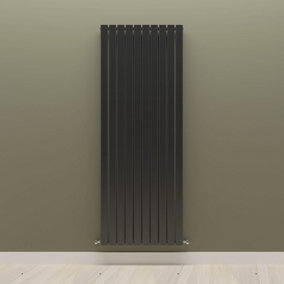 Vertical Black Single Flat Panel Radiator (H) 1800 mm x (W) 680 mm.