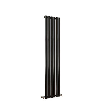 Vertical Black Single Oval Panel Radiator (H)1600mm x (W)354mm, 3410 BTU.