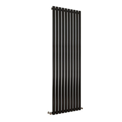 Vertical Black Single Oval Panel Radiator (H)1800mm x (W)590mm, 6260 BTU.