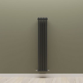 Vertical Black Triple Column Radiator (H) 1500mm x (W) 290mm.