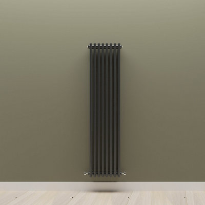 Vertical Black Triple Column Radiator (H) 1500mm x (W) 380mm.