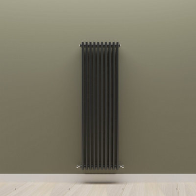 Vertical Black Triple Column Radiator (H) 1500mm x (W) 470mm.